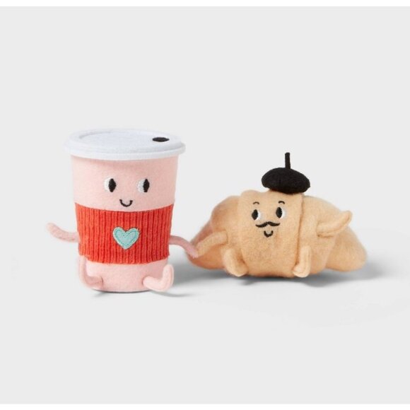 Target Spritz Felt Coffee & Croissant Duo Valentine's Day Figurine 2025 NEW - Picture 2 of 9